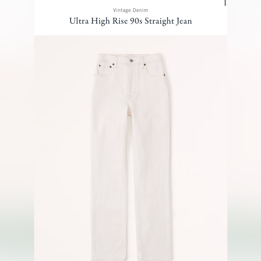 Abercrombie Ultra High Rise 90s Straight Jean Cream Extra Short